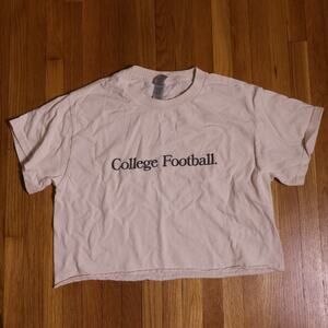 College Football crop top tshirt size S off white